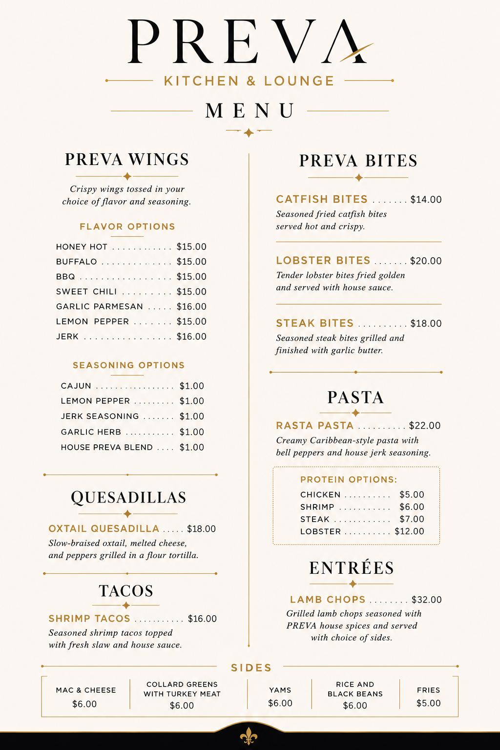Preva Menu