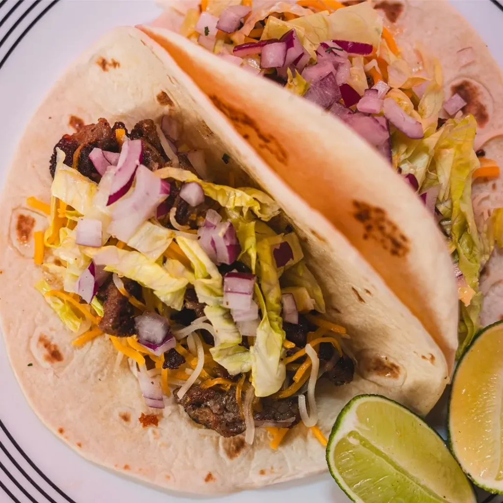 Preva steak tacos with seasoned steak, slaw and house sauce in Redford, Michigan