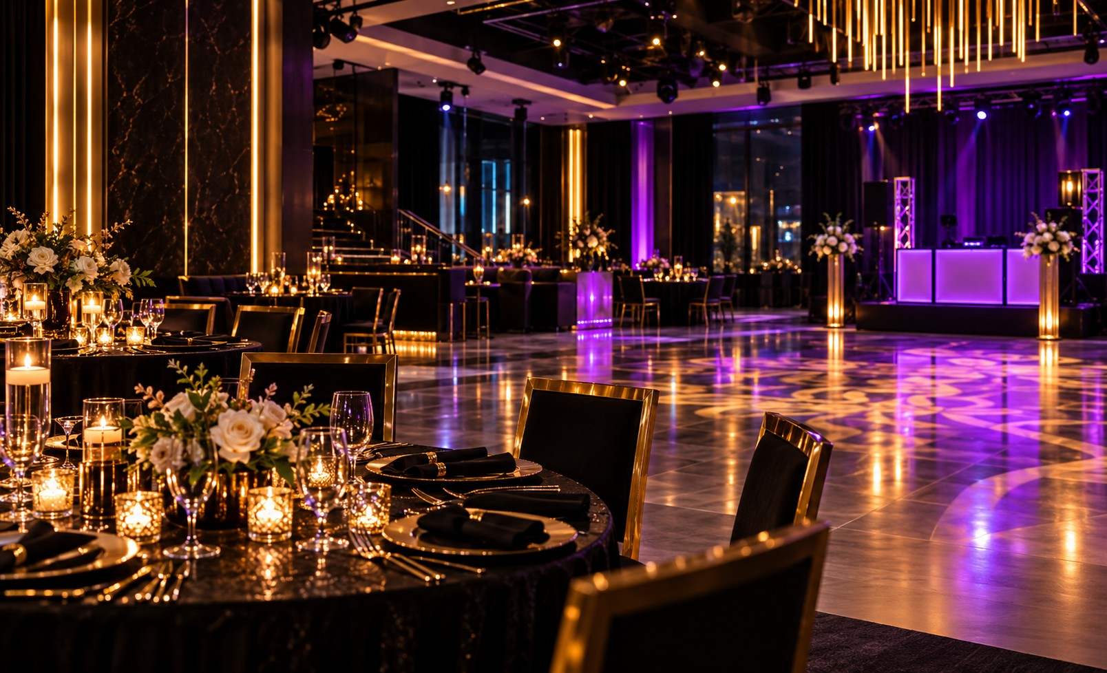 Event space set for a school prom at PREVA in Redford, Michigan